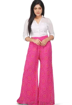 Bandhej Printed Georgette Palazzo in Fuchsia