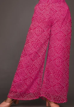 Bandhej Printed Georgette Palazzo in Fuchsia