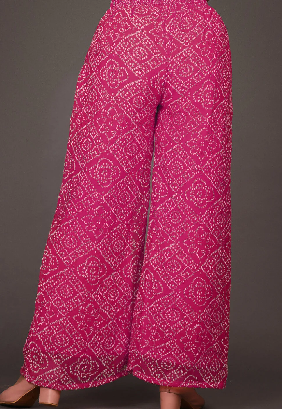 Bandhej Printed Georgette Palazzo in Fuchsia