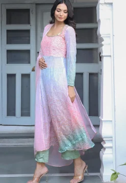 Bandhej Printed Georgette Aline Suit in Multicolor