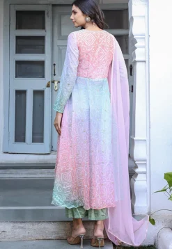Bandhej Printed Georgette Aline Suit in Multicolor