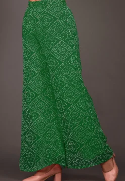 Bandhej Printed Georgette Palazzo in Green