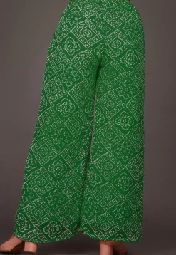 Bandhej Printed Georgette Palazzo in Green