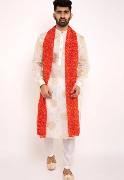 Bandhej Printed Georgette Men Dupatta in Red