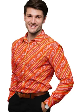 Bandhej Printed Georgette Shirt in Orange
