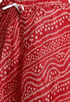 Bandhej Printed Kota Doria Skirt in Red