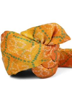 Bandhej Printed Kota Doria Unisex Turban in Shaded Yellow and Orange