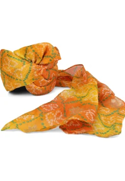 Bandhej Printed Kota Doria Unisex Turban in Shaded Yellow and Orange