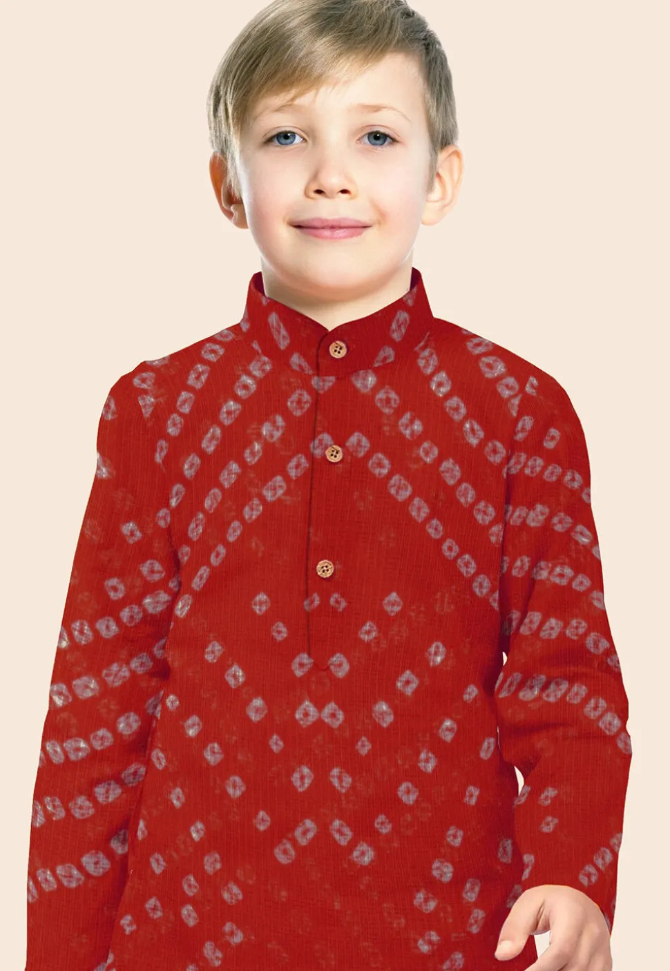 Bandhej Printed Kota Doria Kurta Set in Maroon