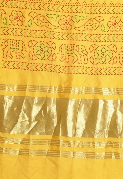 Bandhej Printed Muslin Silk Dupatta in Yellow