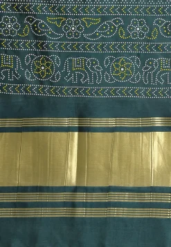 Bandhej Printed Muslin Silk Dupatta in Dark Teal Green