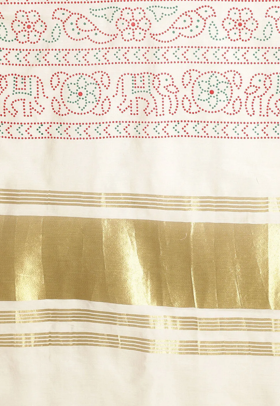 Bandhej Printed Muslin Silk Dupatta in Off White