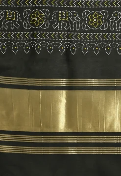 Bandhej Printed Muslin Silk Dupatta in Black