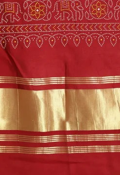 Bandhej Printed Muslin Silk Dupatta in Maroon