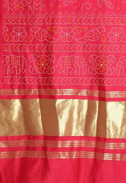 Bandhej Printed Muslin Silk Dupatta in Fuchsia