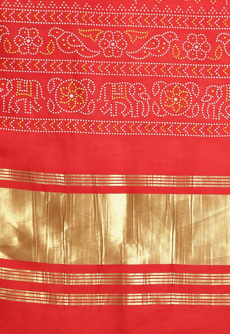Bandhej Printed Muslin Silk Dupatta in Red