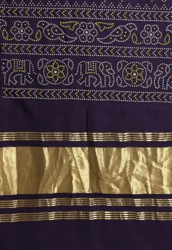 Bandhej Printed Muslin Silk Dupatta in Navy Blue