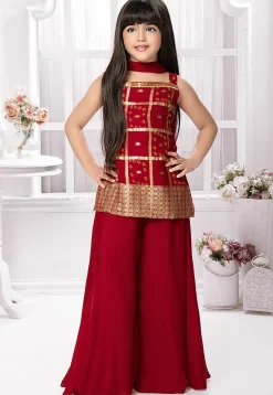 Bandhej Printed Polyester Pakistani Suit in Maroon