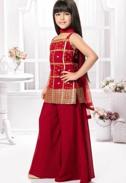 Bandhej Printed Polyester Pakistani Suit in Maroon