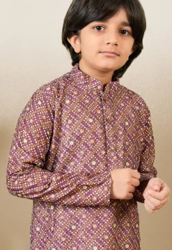 Bandhej Printed Pure Cotton Kurta Set in Dark Old Rose