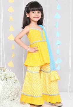 Bandhej Printed Pure Cotton Pakistani Suit in Yellow