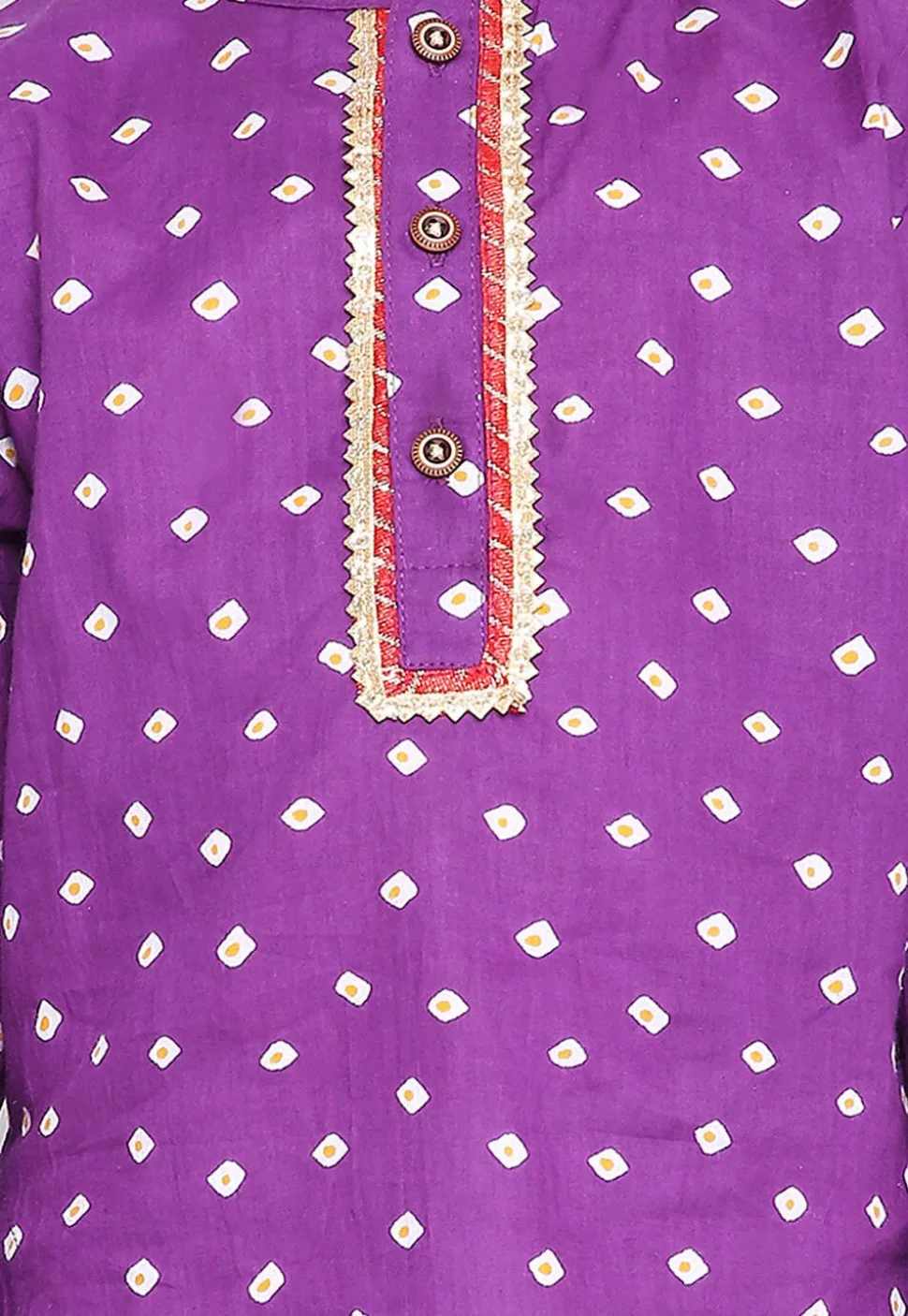 Bandhej Printed Pure Cotton Kurta Set in Purple
