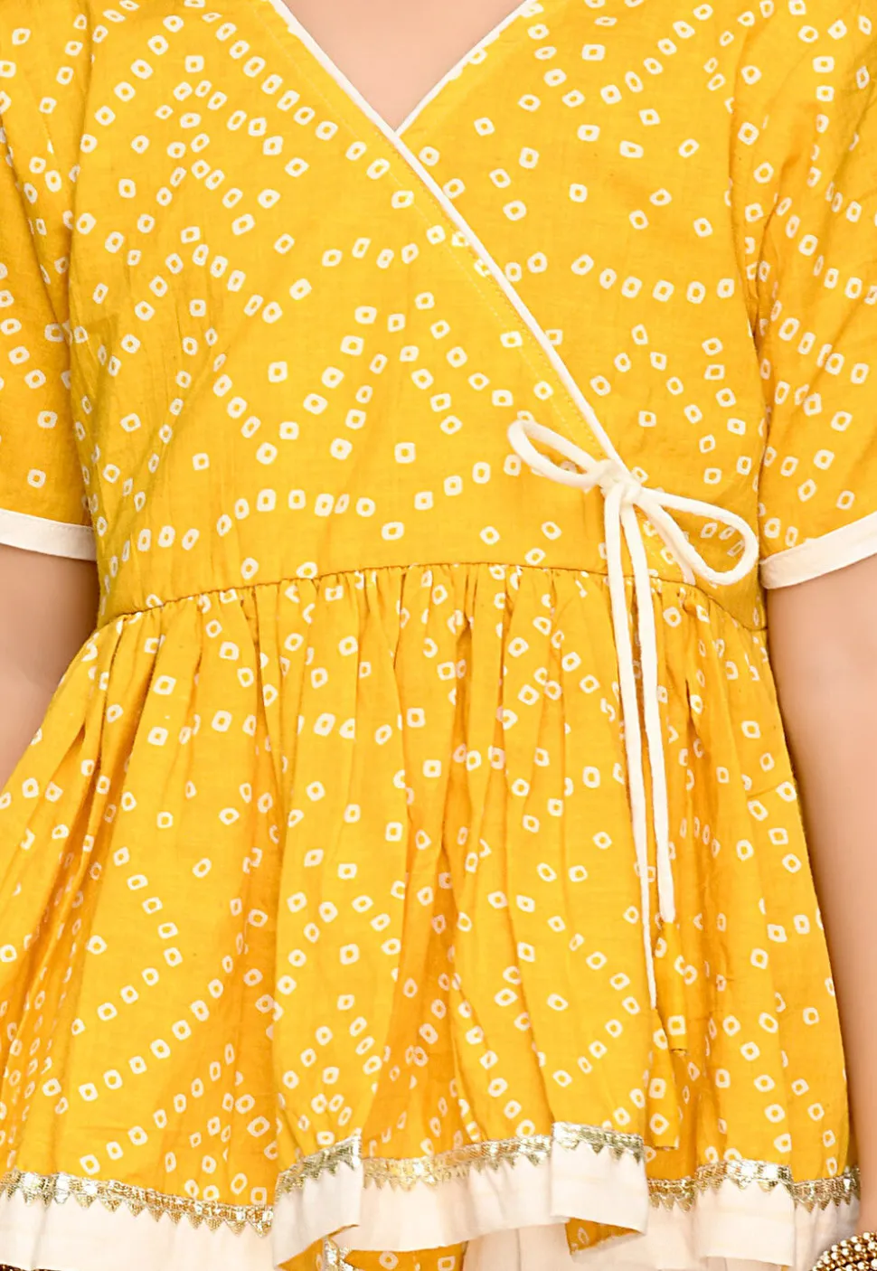 Bandhej Printed Pure Cotton Tunic Set in Yellow