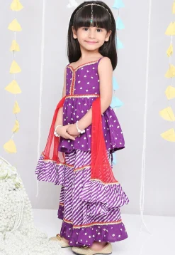 Bandhej Printed Pure Cotton Pakistani Suit in Purple
