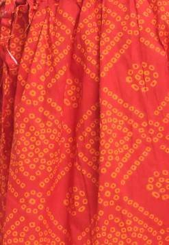 Bandhej Pure Cotton Tiered Skirt in Orange