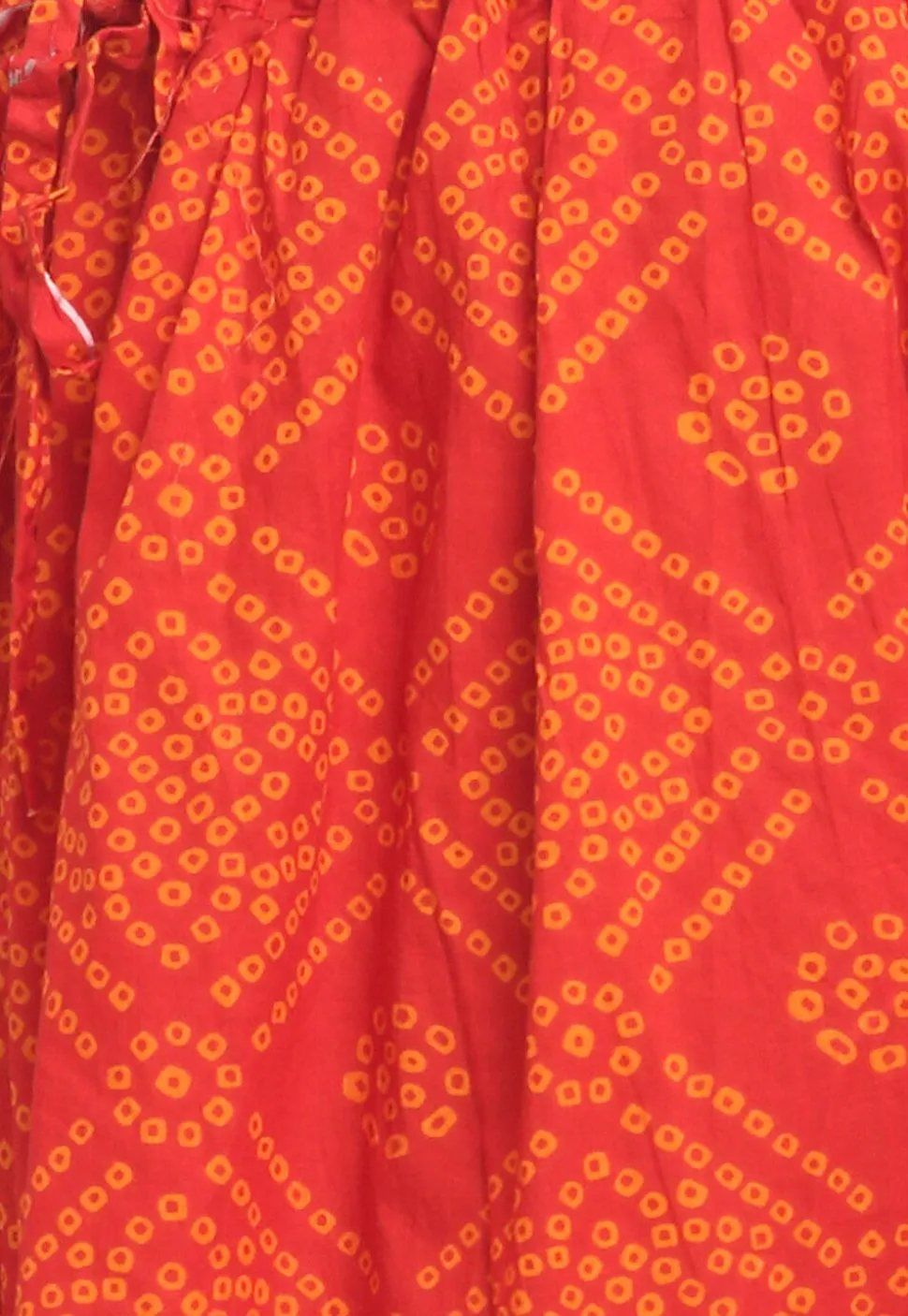 Bandhej Pure Cotton Tiered Skirt in Orange