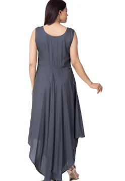 Batik Printed Chanderi Cotton Jacket Style Kurta in Blue