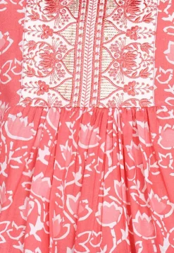 Batik Printed Cotton A Line Kurti in Peach