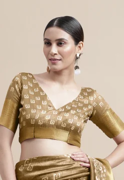 Batik Printed Cotton Silk Saree in Beige