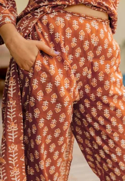 Batik Printed Pure Cotton Pakistani Suit in Rust