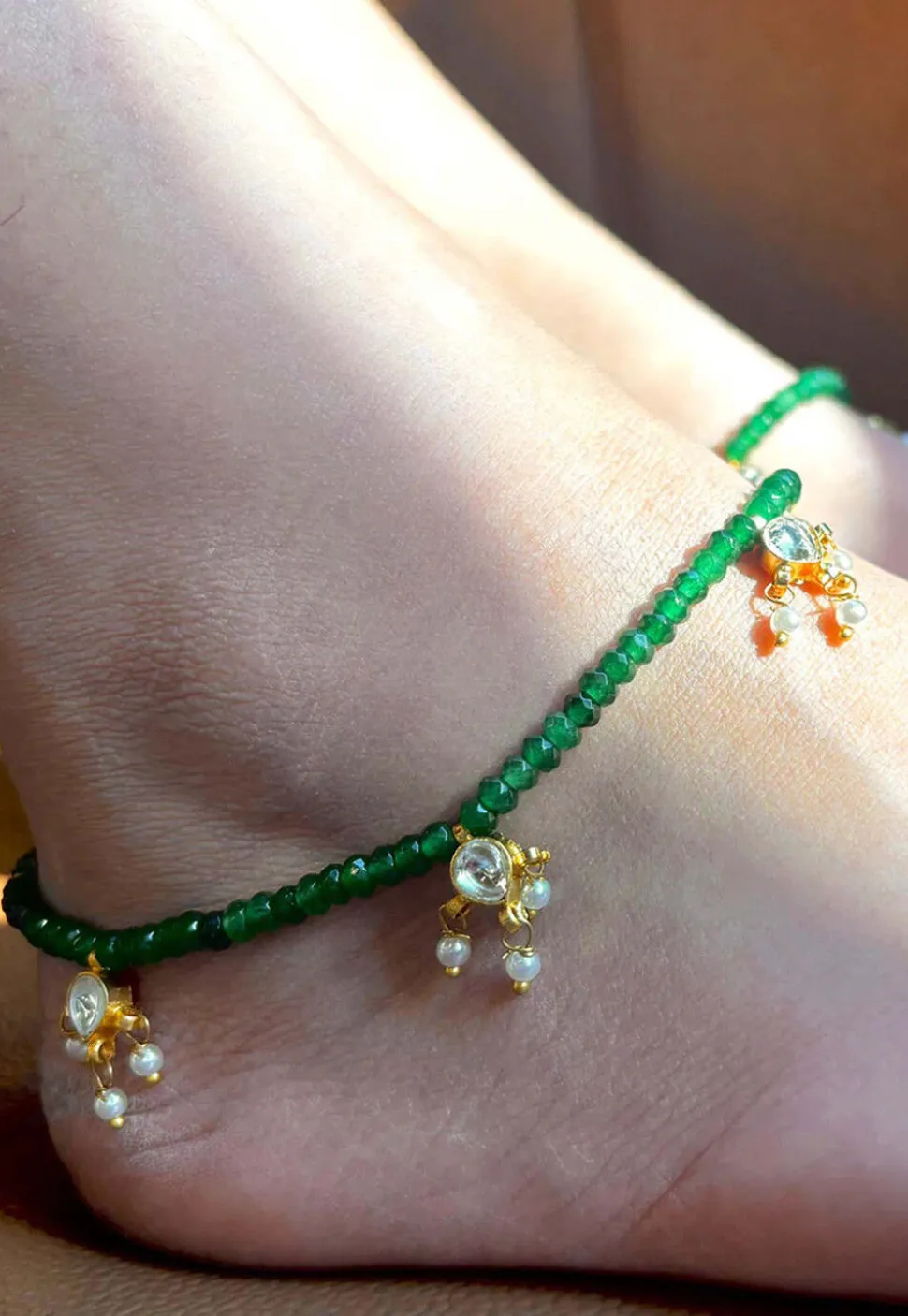 Beaded Adjustable Anklet Pair