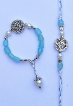 Beaded Bhaiya and Bhabhi Rakhi Pair