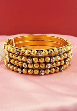 Beaded Golden Plated Bangle Set
