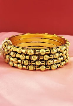 Beaded Golden Plated Bangle Set