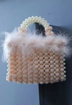 Beaded String Handbag in Pink