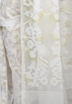 Bengal Handloom Cotton Silk Saree in White