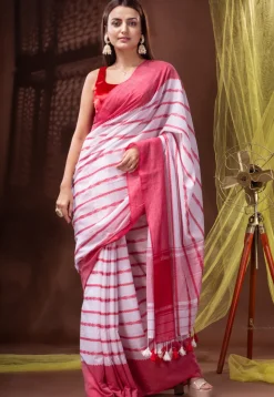 Bengal Handloom Pure Cotton Saree in Off White