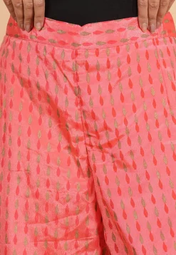 Block Printed Chinon Crepe Palazzo in Peach
