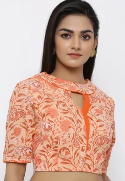 Block Printed Cotton Blouse in Peach
