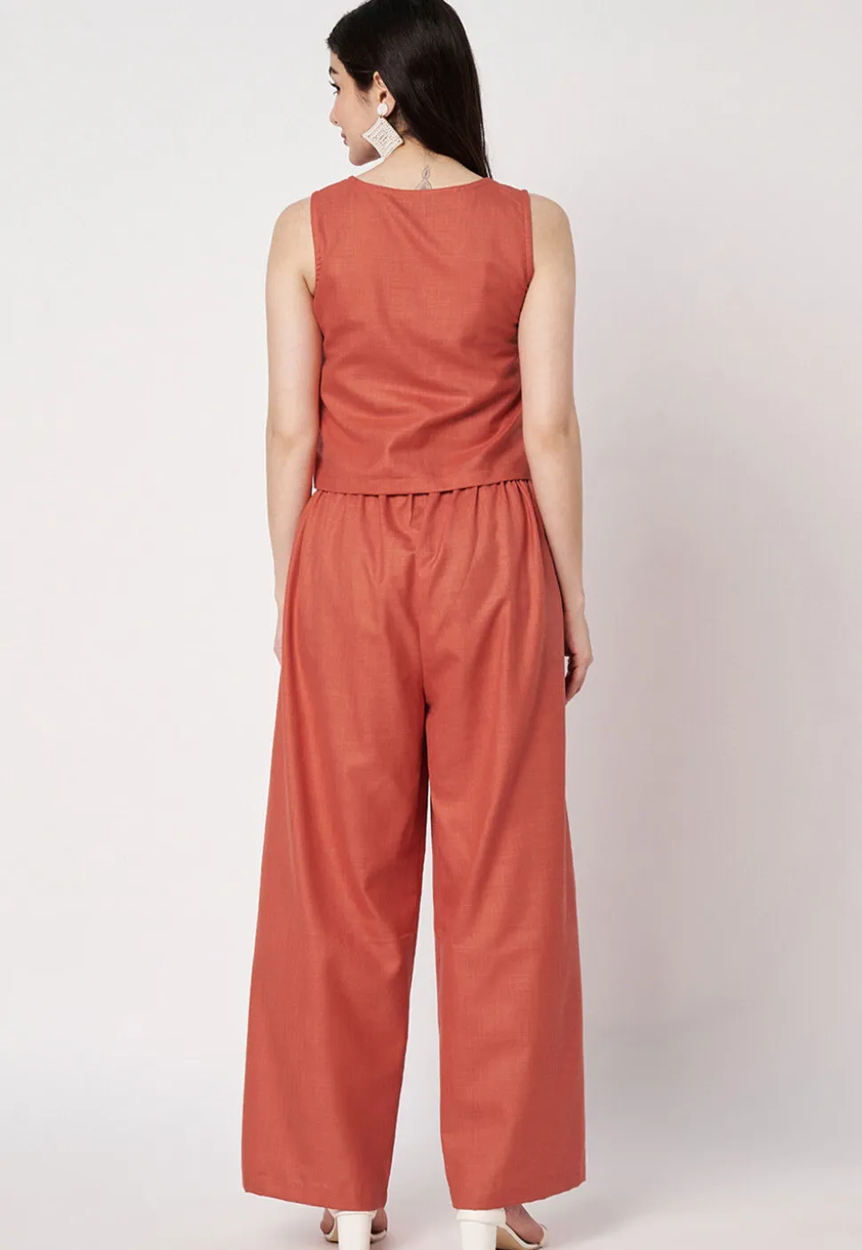 Block Printed Cotton Co Ord Set in Orange
