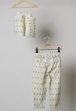 Block Printed Cotton Co Ord Set in White