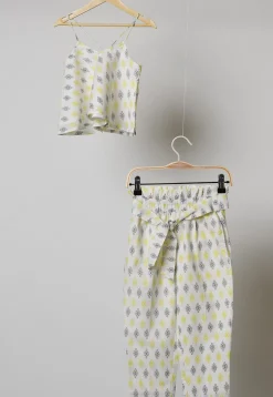 Block Printed Cotton Co Ord Set in White