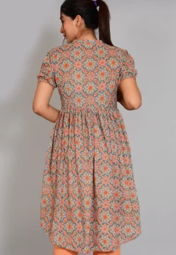 Block Printed Cotton High Low Tunic in Grey