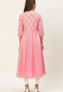 Block Printed Cotton Kurta in Pink