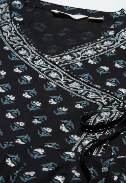 Block Printed Cotton Pakistani Suit in Black