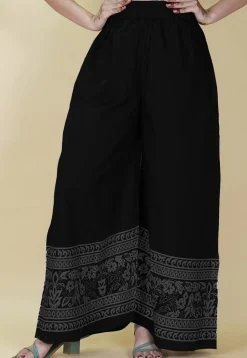 Block Printed Cotton Palazzo in Black